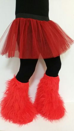 Tutu skirt and fluffy leg warmer boot cover separate pc
