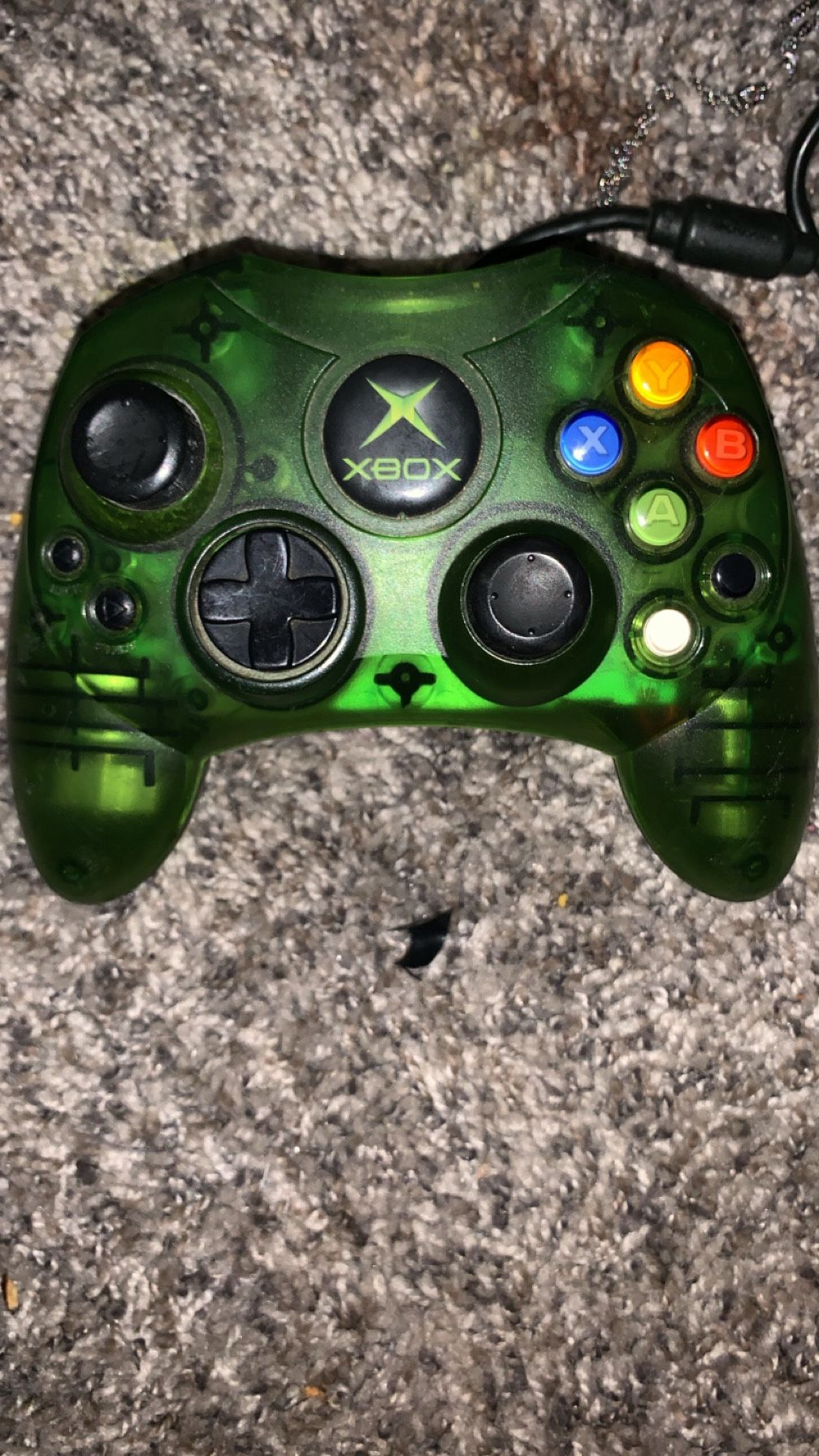 Original Xbox Controller Wired Halo Green S-Type Clear Genuine Tested OEM