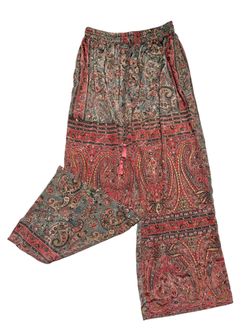 Palazzo high-waisted, wide-leg trousers rust-colored ethnic paisley print size large women’s