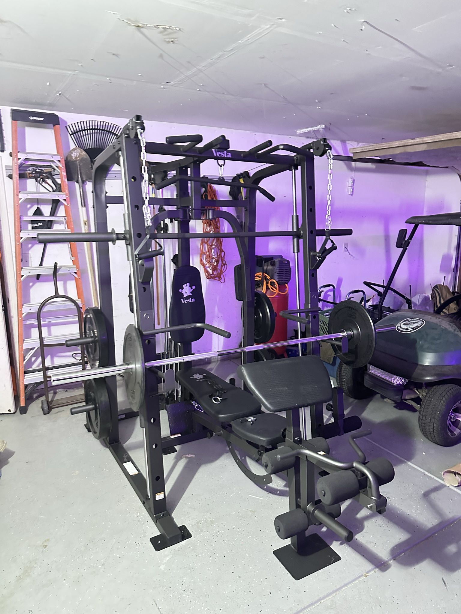 Smith Machine 1001 w/Bench Attachment | 230lb Bumpers Olympic Weights | 7ft Olympic Bar | Gym Equipment | FREE DELIVERY🚚