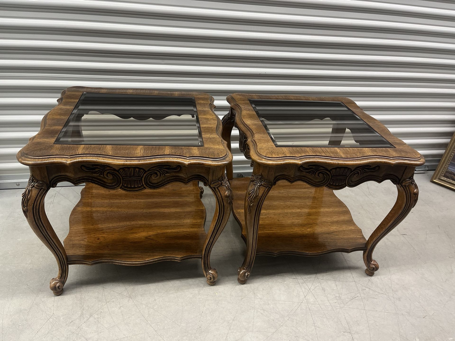 Pair Of Beautiful Vintage Solid Wood End Tables