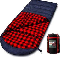 Sleeping Bag 0 Degree Sleeping Bag Cotton Flannel Sleeping Bags for Adults Cold Weather Camping Winter Zero Degree Warm Weather Big and Tall