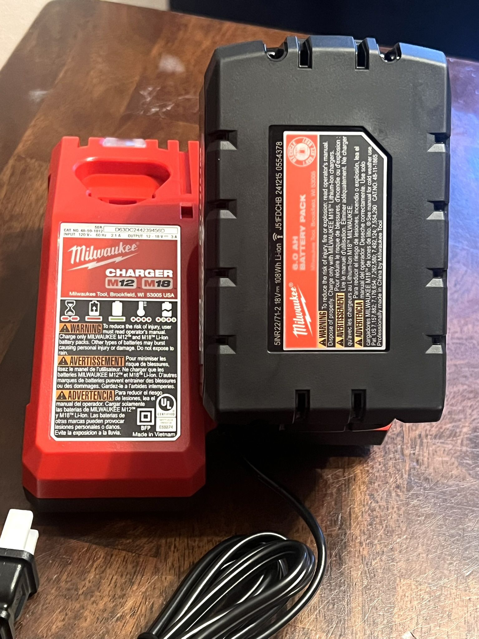 Milwaukee M12 & M18 Charger & 6.0 High Demand Battery