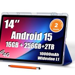 🔥New & Sealed 14” Android Tablet | 256GB | WiFi+4G LTE | Stylus + Case