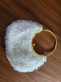 Vintage crystal beaded hoop handle
