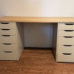 IKEA Alex cabinets with MÅLSKYTT table top desk