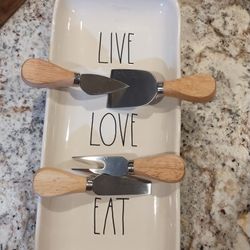 Rae Dunn Cheese Tray & Knives 