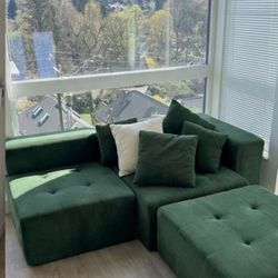 75 inch green sectional couch for sale