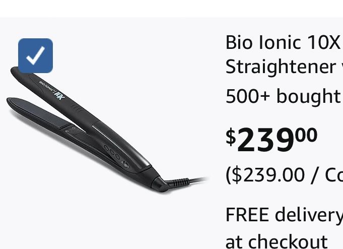 Bio Ionic 10X Styling Iron, Hair Straightener with 1" Sonic Vibrating Plates