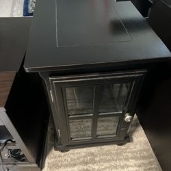 Black End Table With Inside Light