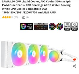 CPU Liquid Cooler, AIO Cooler 360mm 4pin PWM Quiet Fans
