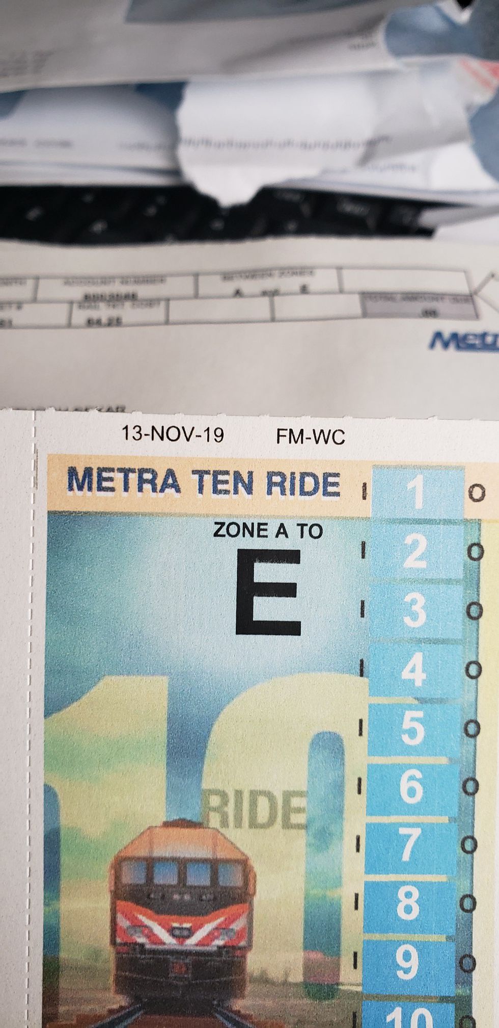 Metra 10 ride tickets...