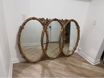 Vintage hollywood regency triple oval mirror