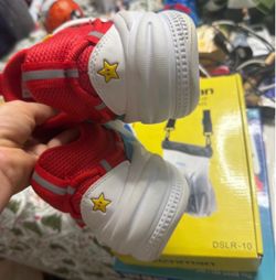 Kids Red Sneakers with Star Detail