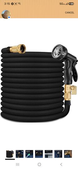 Garden Hose 75 FT Lightweight Kink-Free Water Hose with 10-Pattern Spray Nozzle