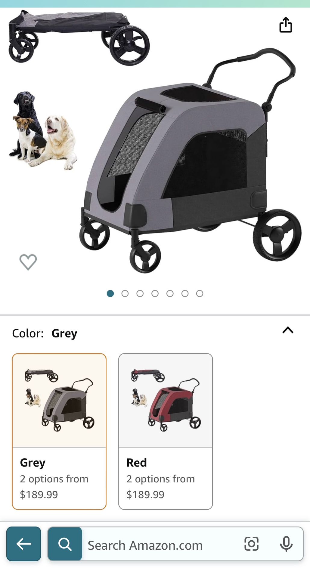 NEW IN BOX Large Pet Stroller Grey - Holds Up To 132lbs 