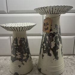 Farmhouse Galvanized Candle Holder Set $12 