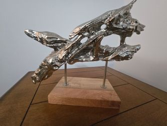 Vintage Brutalist Silver Metal Driftwood Sculpture ($50)