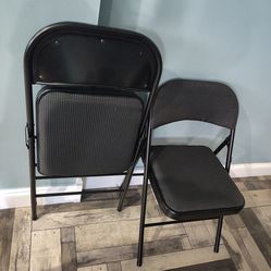 Set of 4 Padded Metal Folding Chairs - Black/Gray (Excellent Condition)