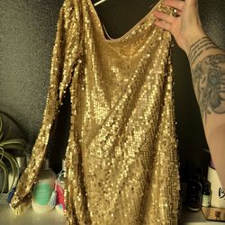 Gold Sequins Body Con Dress