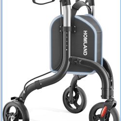 HOMLAND 3 Wheel Walker for Seniors Lightweight Foldable with Storage Bag