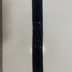 Black Elastic Cinch Belt with Jet Black Faux Crystals - Small/Medium