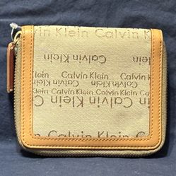 Calvin Klein Logo Leather and Canvas Wallet