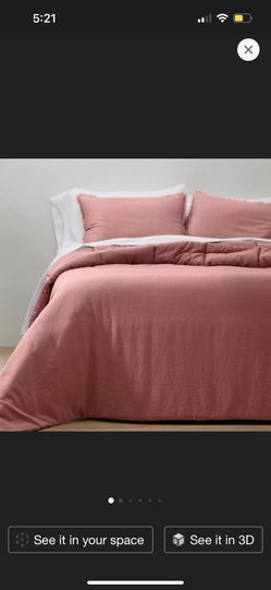 Casaluna King/California King Heavyweight Linen Blend Comforter & Sham Set Rose - Casalunaâ„¢