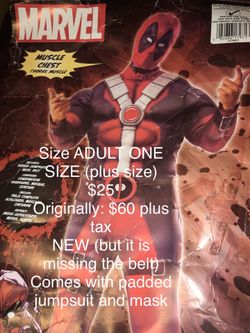 NEW Deadpool Halloween Costume size adult (one size plus size)