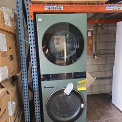 LG Tower Front Load Washer And Gas Dryer Green  New 