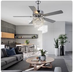 Bella Depot Luminelle 52-in Chrome with Silver Blades Chandelier Ceiling Fan With Light and Remote Control