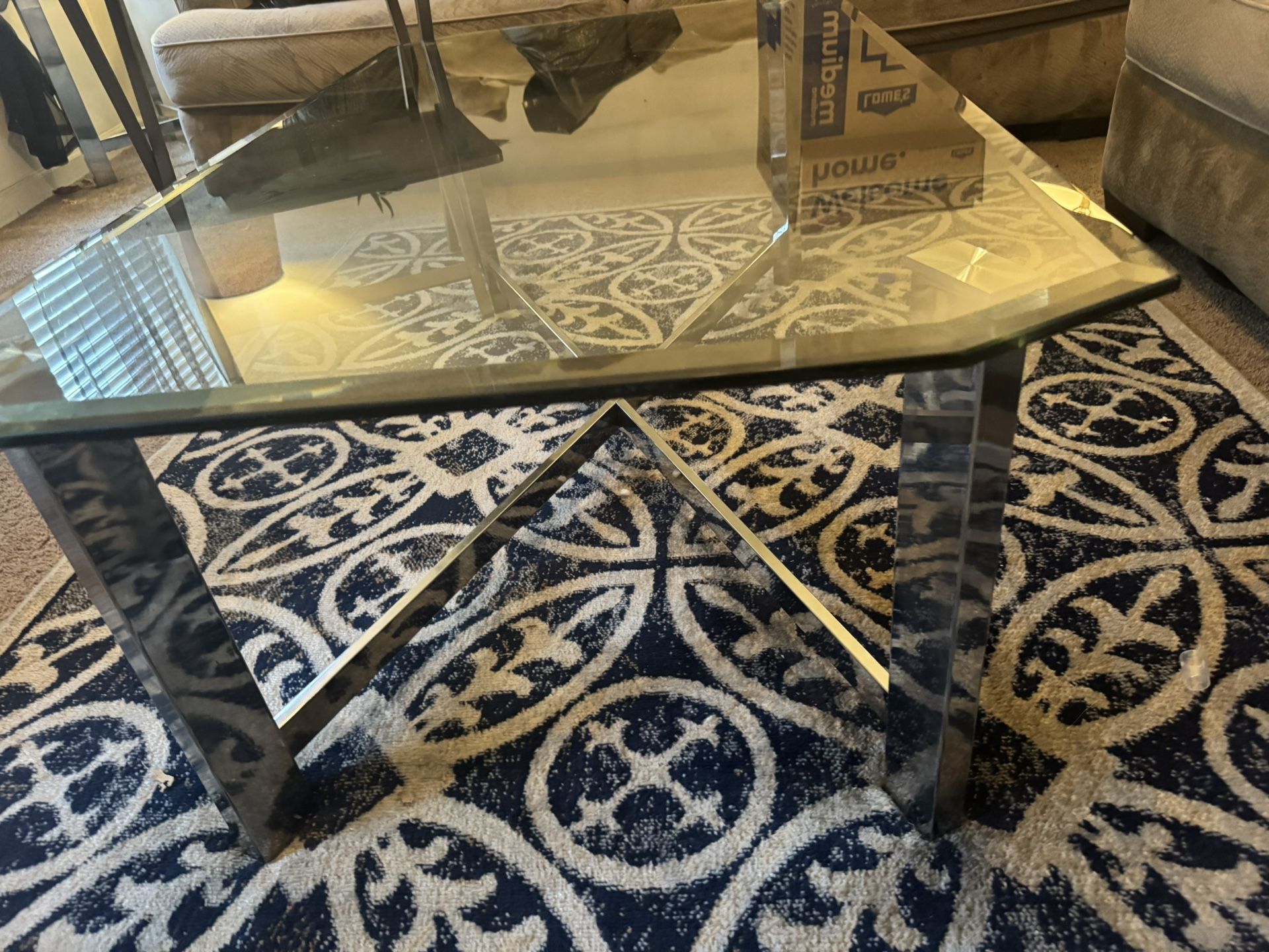 Glass Table /end Table / Two Lamps