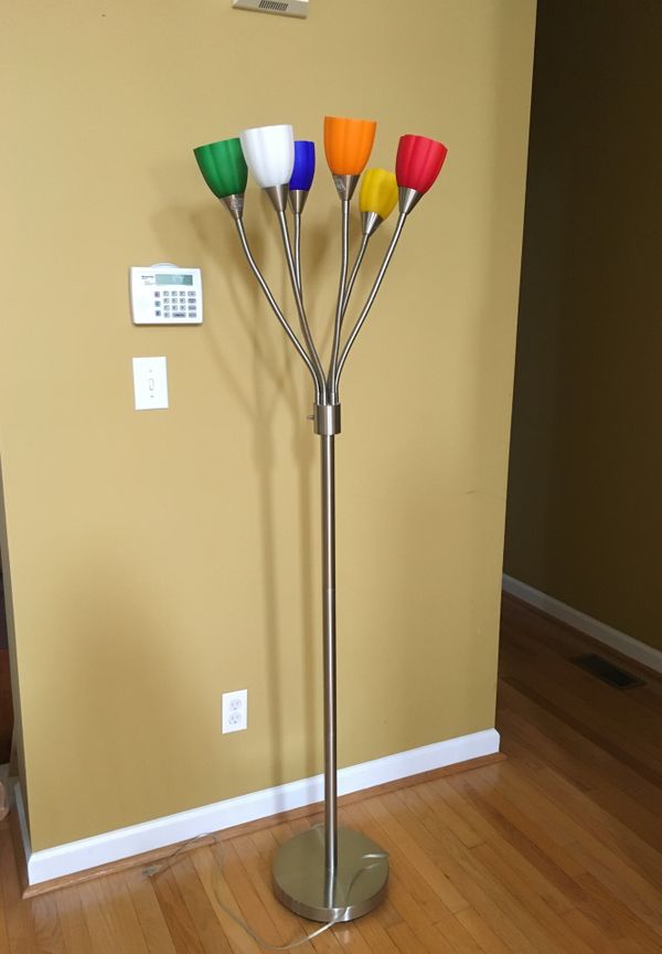 68 In Brushed Nickel 6 Head Floor Lamp With Multi Color Glass Shades For Charlotte Nc Offerup