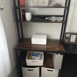 66” Brown wood 5 tier shelving unit storage utility shelf