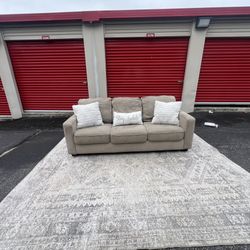 FREE Delivery • Beige Pullout Sofa w/ Mattress – Clean & Comfortable