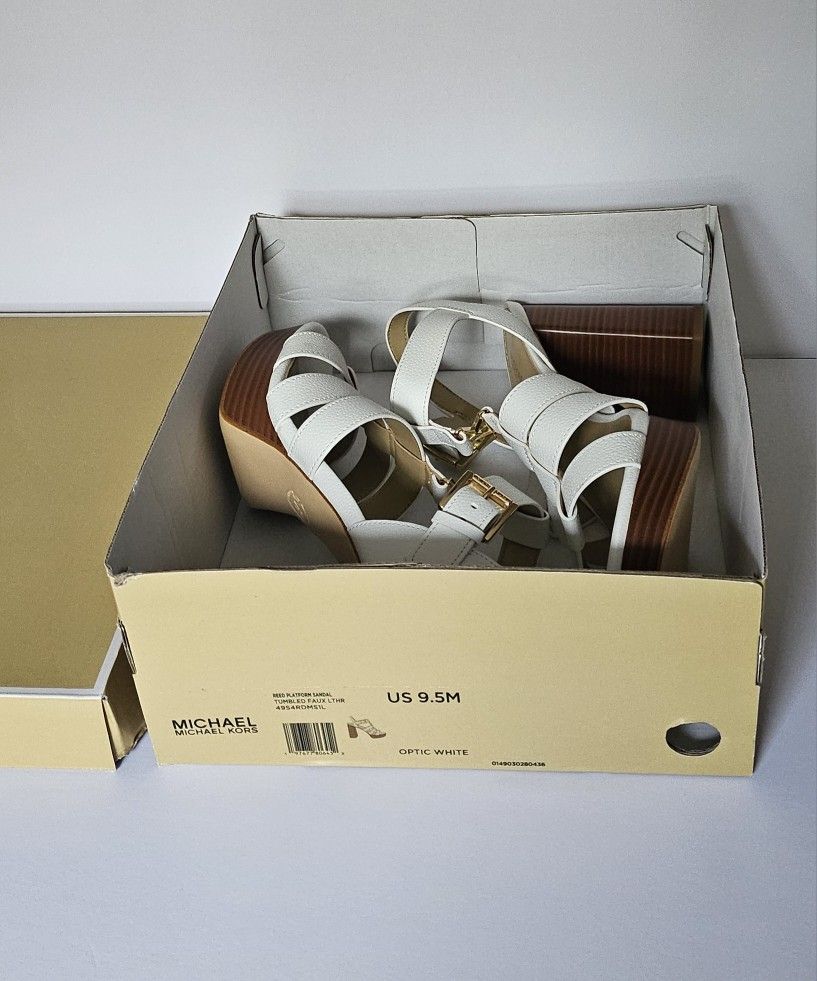 Michael Kors,Reed Platform Sandal( Optical White) Size 9.5 M