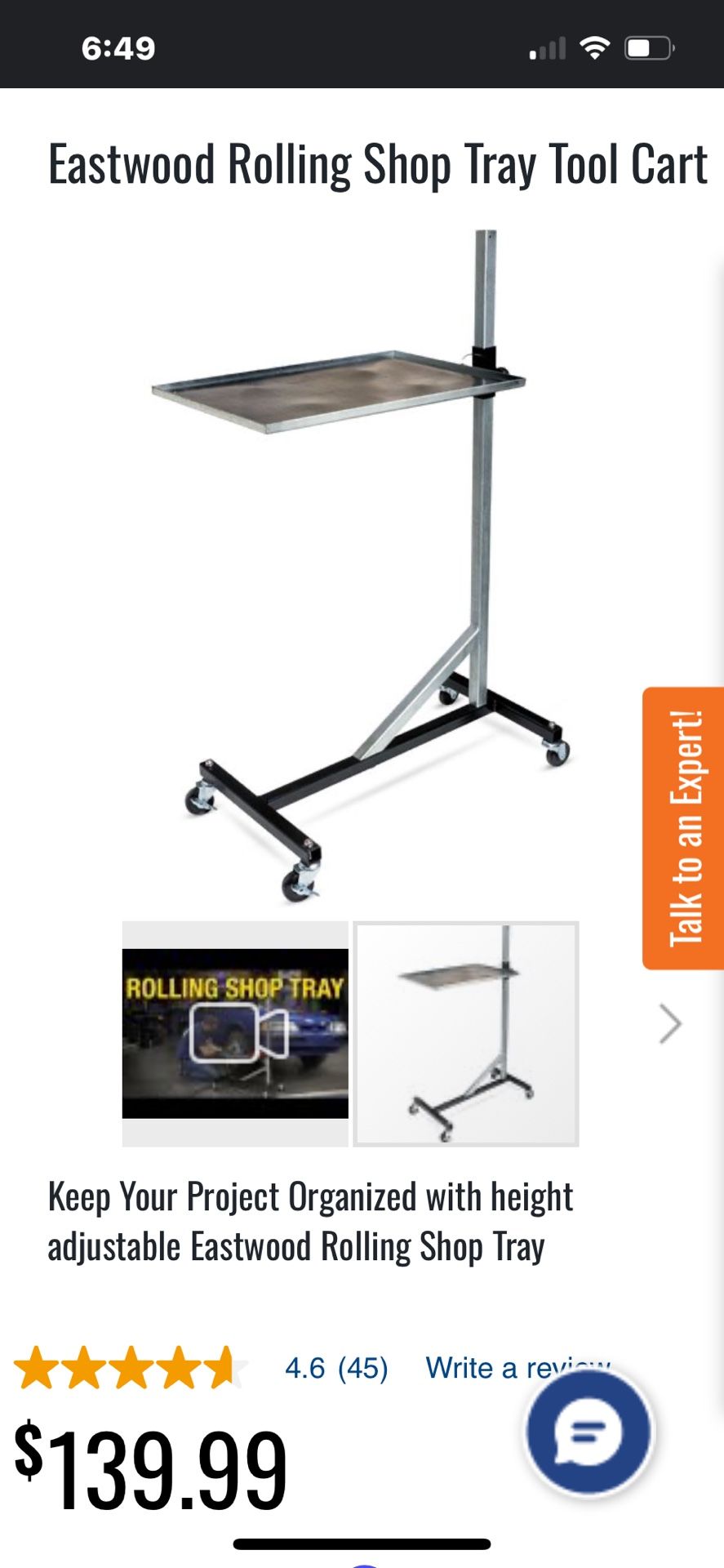 Eastwood Shop Cart Tray