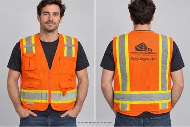 Orange Hi-Vis Safety Vest with Reflective Strips