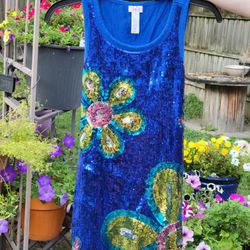 Justice Girls Sequin Flower Dress Size 14
