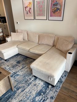 Cream convertible sleeper sofa!