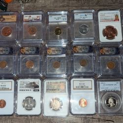 LOT OF 21 SLABBED COINS!!!!!!!