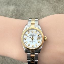 Rolex Pre Owned Ladies 26mm DateJust MOP Diamond Dial Model 69173