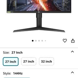 LG 144hz 27 In Monitor 
