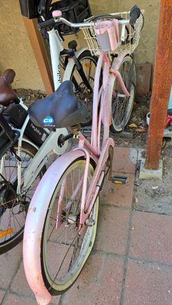 Womens Pink Beach Cruiser Bicycle with Basket