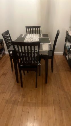 Dark Brown 4 Chair Dining Table
