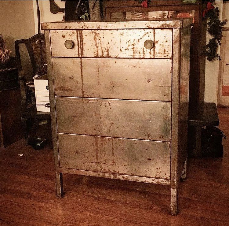 Two Metal Industrial Dressers 