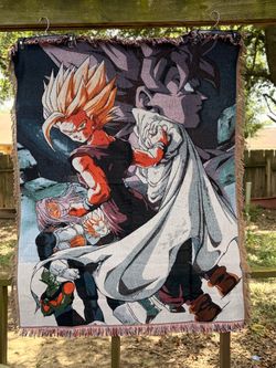 Dragon Ball Z Goku Vegeta Trunks Piccolo Large Woven Tapestry Blanket 5x4 - Extremely Limited