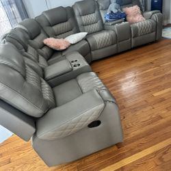 Leather Reclining Sectional 