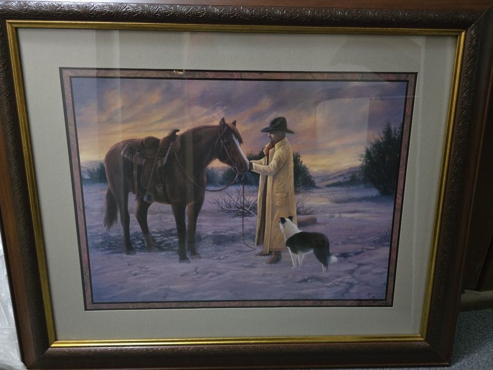 Vintage Western Cowboy Framed Print – $75