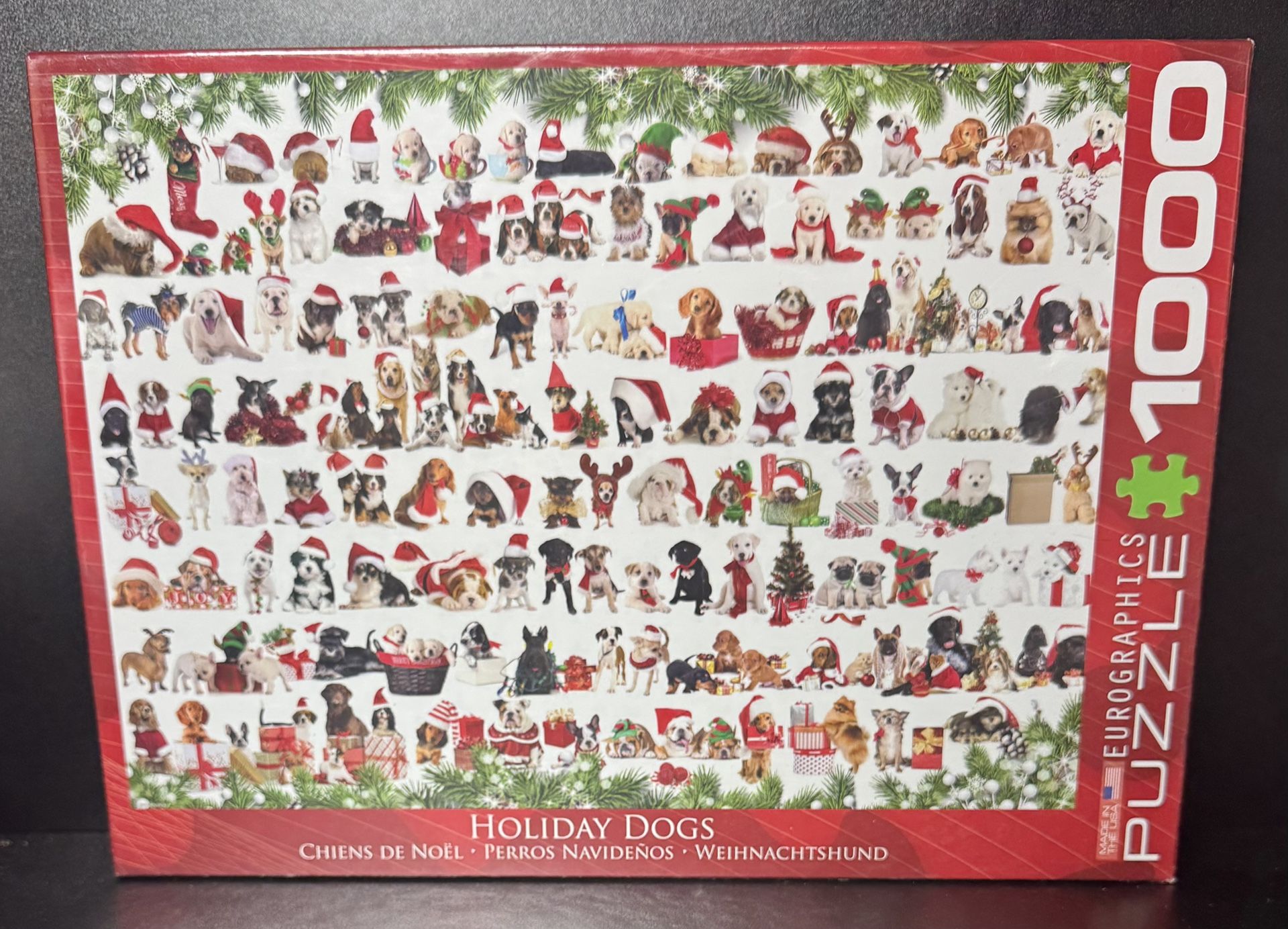 NEW/SEALED Holiday Dogs 1000 pc Puzzle by EuroGraphics USA Puppies